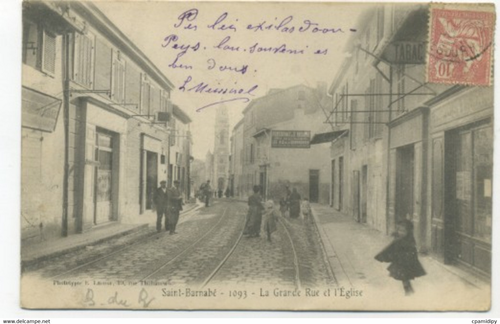 13/MARSEILLE - Saint-Barnabé - La Grande Rue Et L'Eglise (Phototypie E. Lacour) - Saint Barnabé, Saint Julien, Montolivet