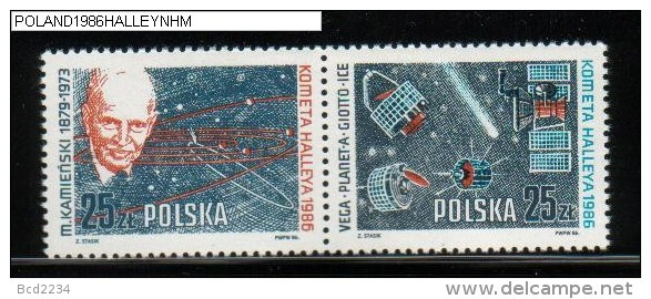 POLAND 1986 APPEARANCE OF HALLEY'S COMET JOINED PAIR NHM Space Probes Vega Planet A Giotto Ice Cosmos Satellite Kamenski - Ongebruikt