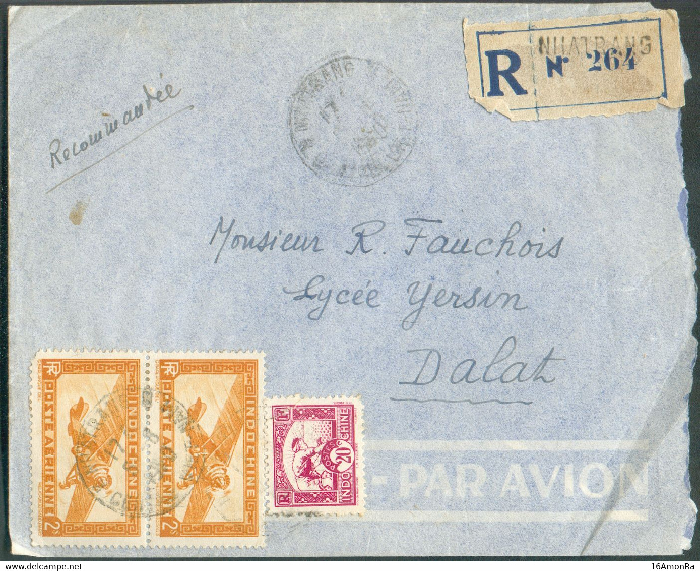 Lettre Recommandée Et Par Avion De NHATRANG 8-6-1950 Vers Dalat TB   - 18471 - Aéreo