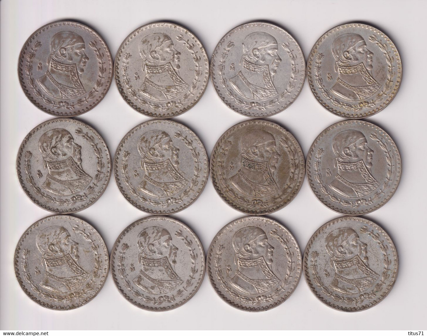 Lot De 12 X 1 Peso Mexique 1957-1964 - Mexico