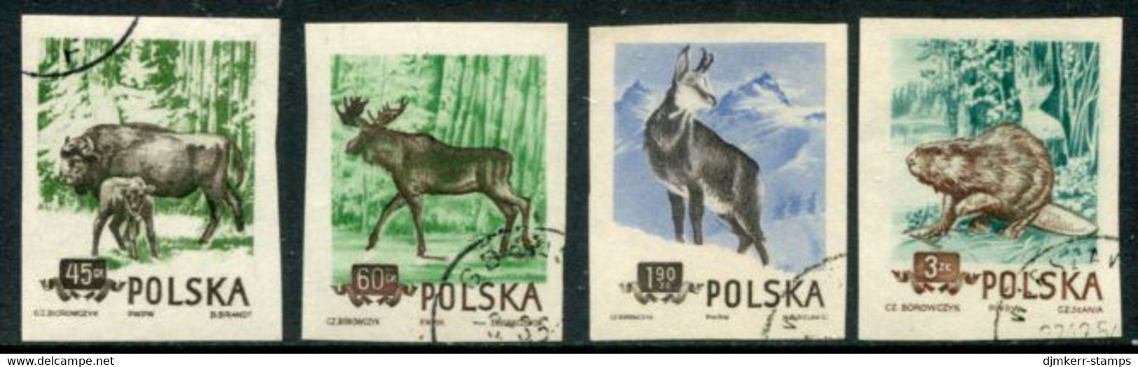 POLAND 1954 Protected Animals Imperforate Used.  Michel 885-88B - Usados