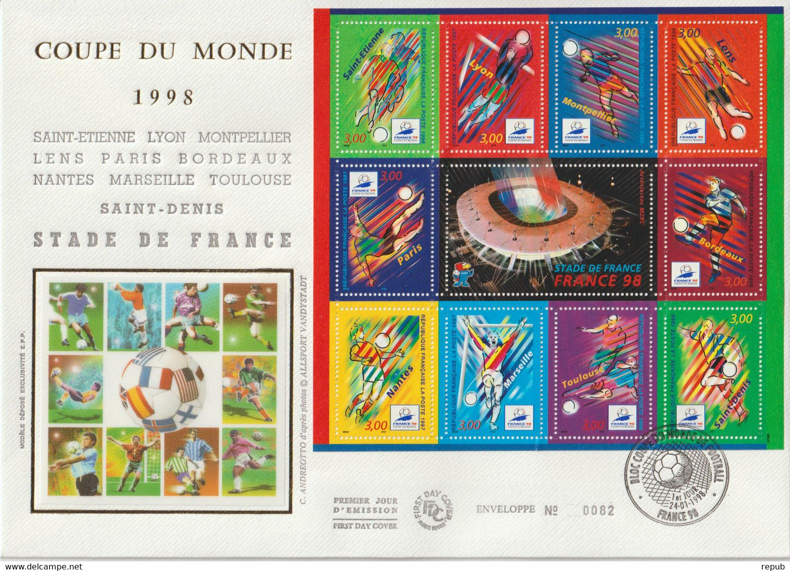 France FDC Grand Format 1998 Coupe Du Monde Football BF 19 - 1990-1999