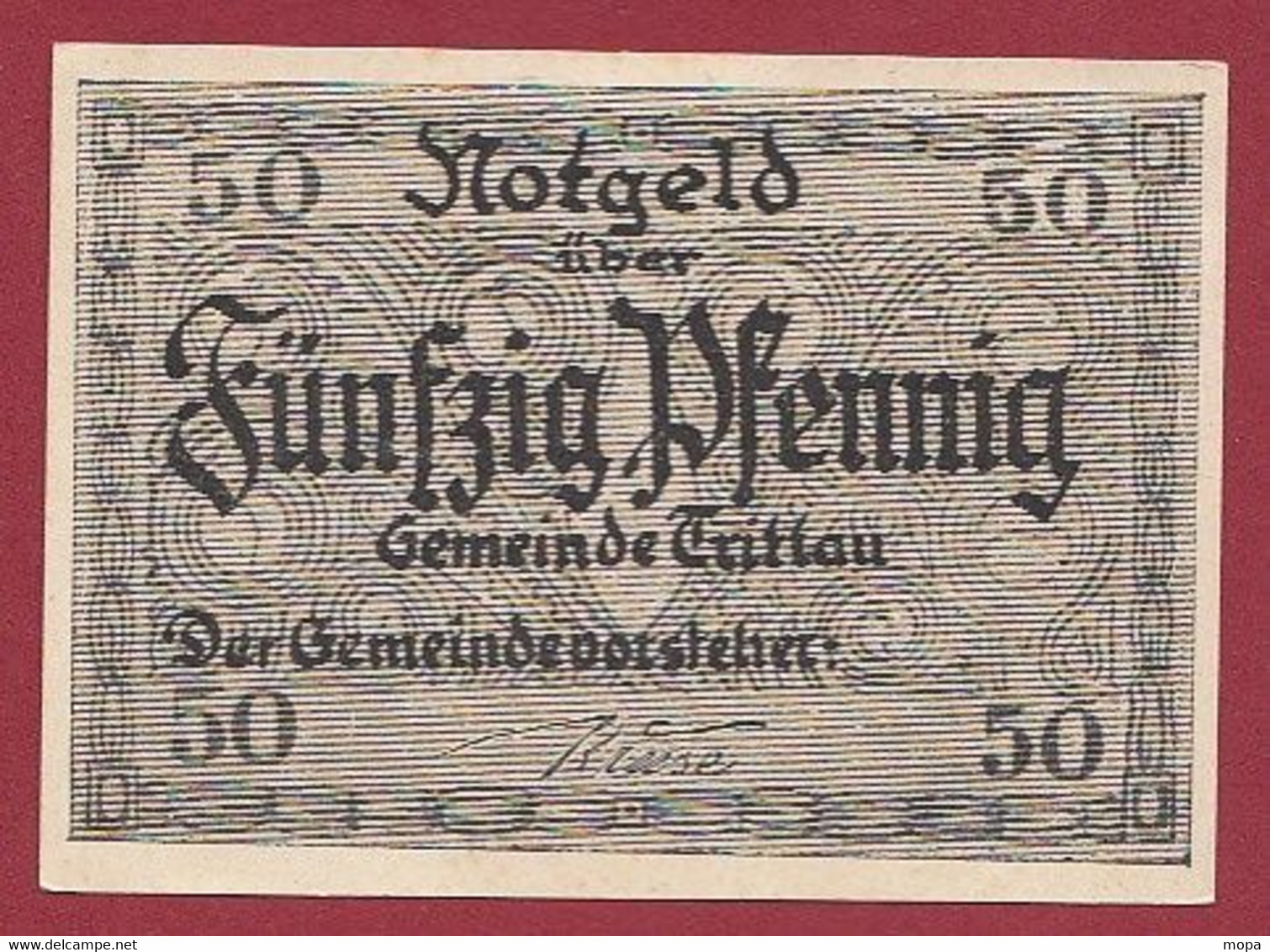 Allemagne 1 Notgeld  De 50 Pf Stadt  Tritlau   ( RARE) Dans L 'état   Lot N °282 - Collections