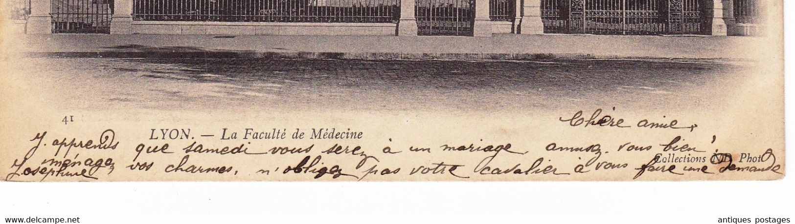 Carte Postale 1906 Mouchon Lyon Rhône Pour Saint-Georges D'Espéranche Isère Faculté De Médecine - 1900-02 Mouchon