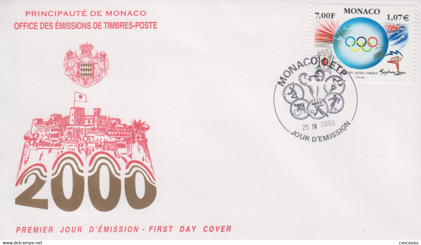 Enveloppe  FDC  1er   Jour   MONACO   Jeux  Olympiques  De   SYDNEY   2000 - Summer 2000: Sydney