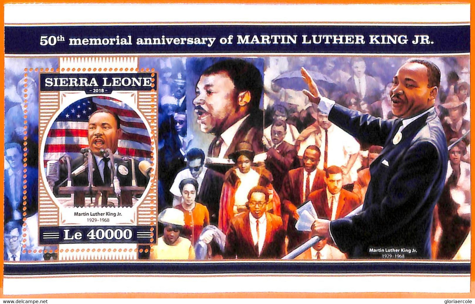 A6867 - SIERRA LEONE, Error, 2018, MISPERF SOUVENIR SHEET: Martin Luther King - Martin Luther King
