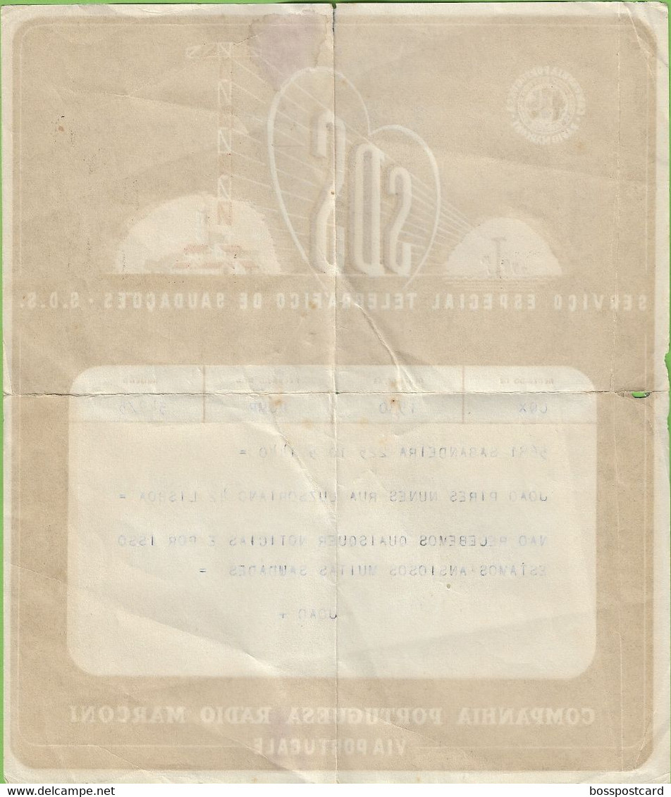 História Postal - Filatelia - Telegrama - Serviço Telegráfico Rádio Marconi - Telegram - Philately Portugal (danificado) - Brieven En Documenten