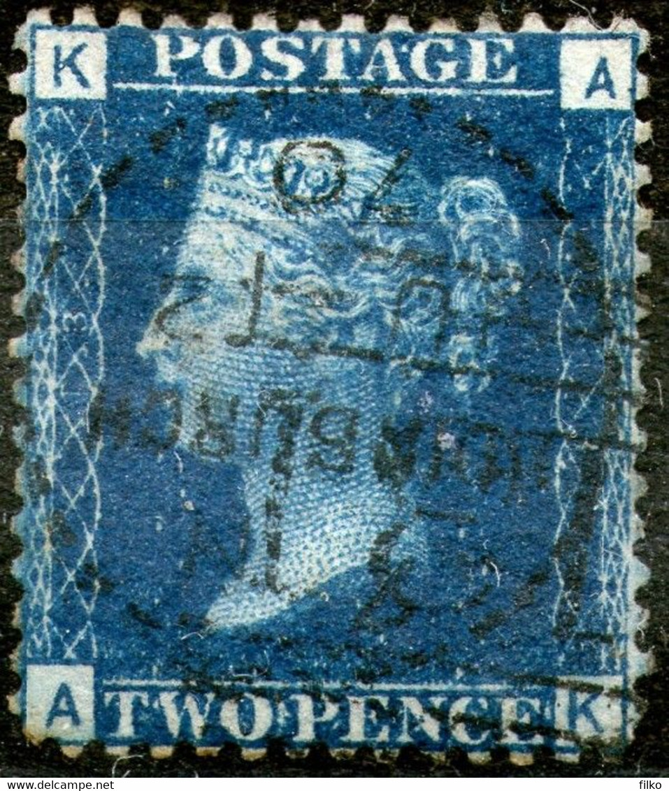 Great Britan,1869,Queen Victoria 2 Pence,plate:13,perf:14 WMK Large Crown,used,as Scan - Usados