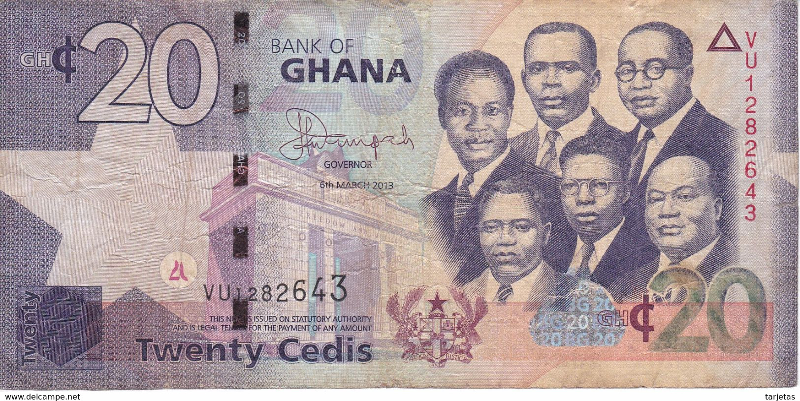 BILLETE DE GHANA DE 20 CEDIS DEL AÑO 2013 (BANKNOTE) - Ghana