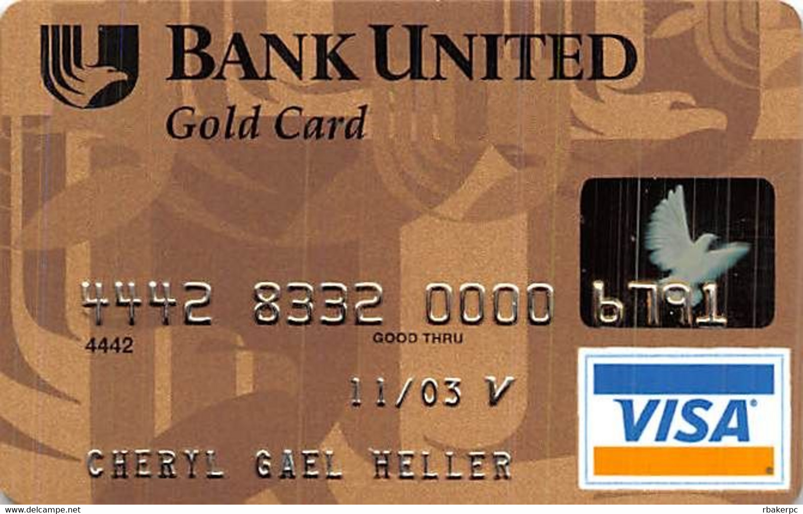 Bank United Gold Card Visa Credit Card Exp 11/03 - Credit Cards (Exp. Date Min. 10 Years)