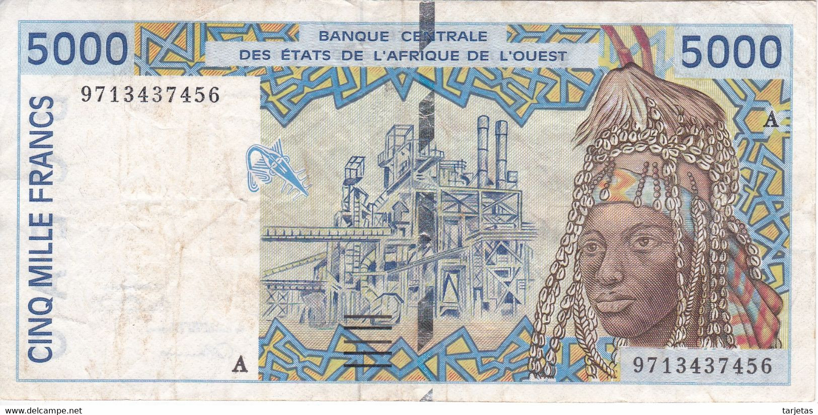 BILLETE DE COSTA DE MARFIL DE 5000 FRANCS DEL AÑO 1997 (BANKNOTE) - Costa De Marfil