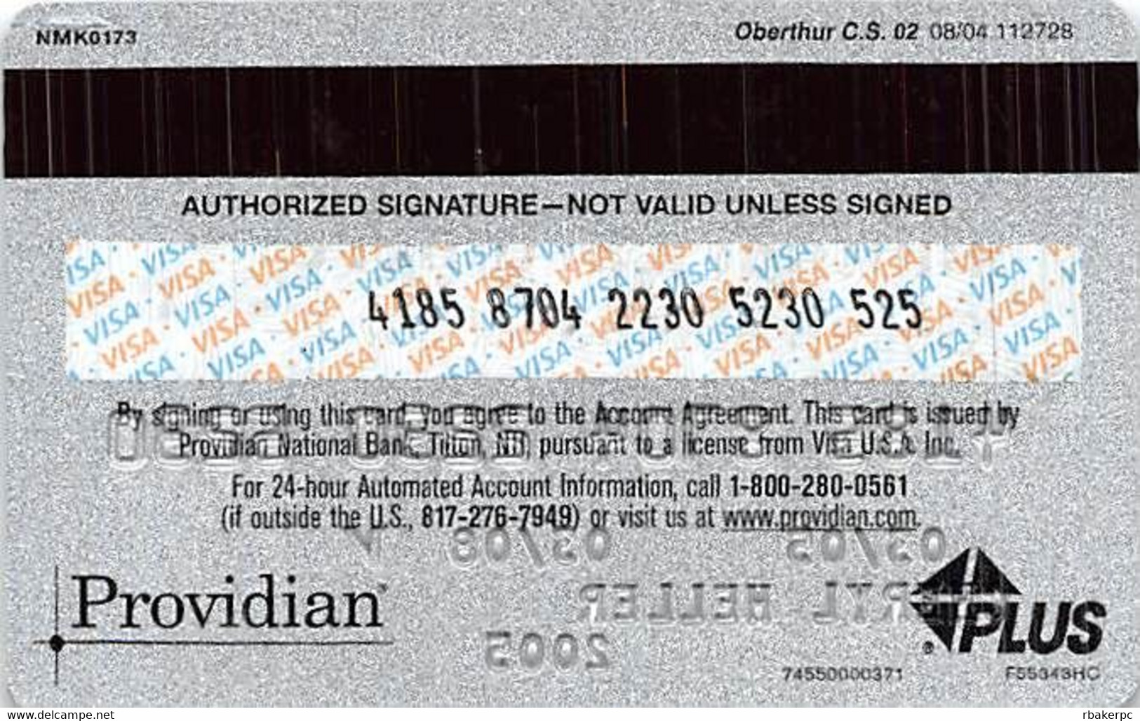 Providian Platinum Visa Credit Card Exp 03/08 - Credit Cards (Exp. Date Min. 10 Years)