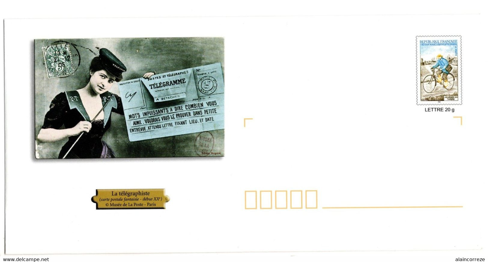 Entier Postal PAP Local Personalisé. Paris Musée De La Poste La Télégraphiste Début XXe Siècle Télégramme - Listos A Ser Enviados : Réplicas Privadas