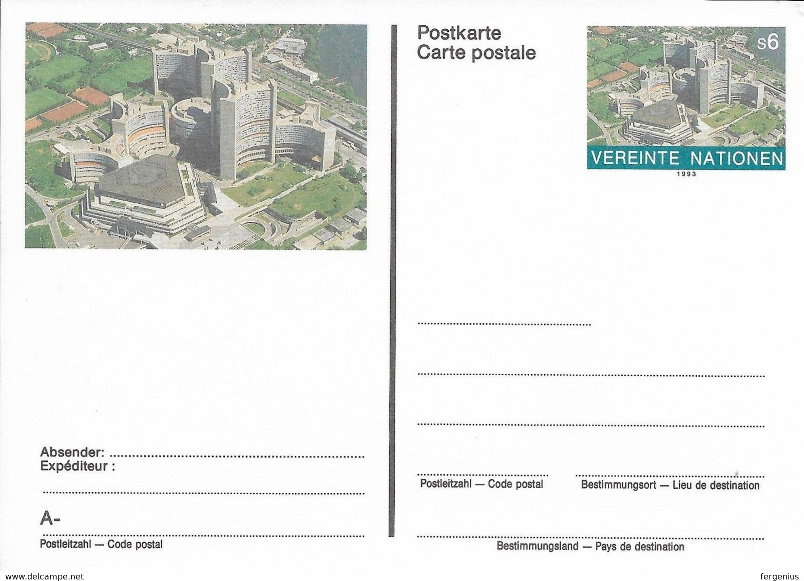 1993- Carte Postale - UX-7 - Brieven En Documenten