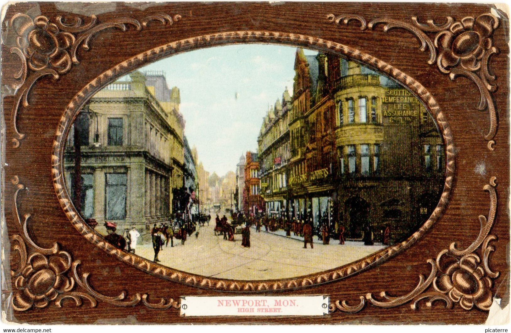 Newport,High Street,- People In Street (J.W.L.Stewart) Good Postmark-NEWPORT MON 1 1909-Marcophilie - Monmouthshire