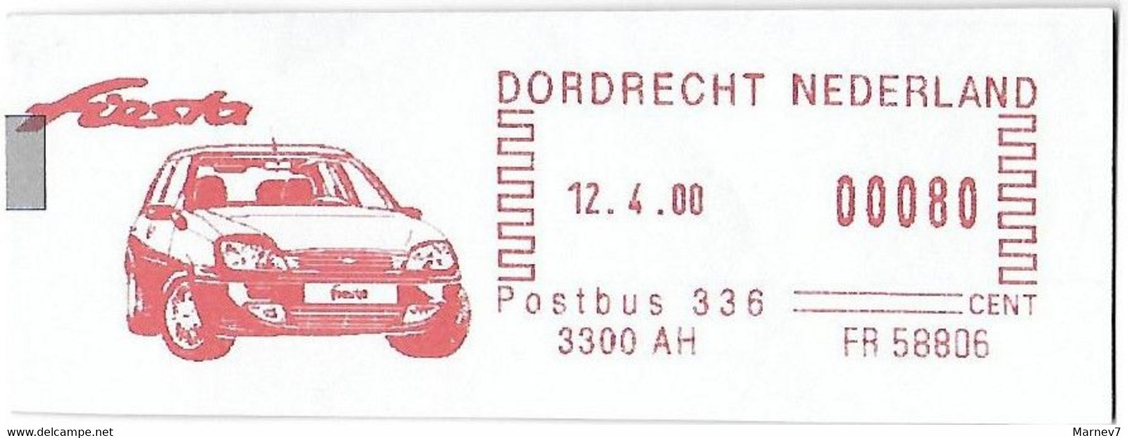 EMA Sur  Fragment De Lettre - Nederland Pays-Bas - DORDRECHT - Ford Fiesta - 12 Avril 2000 - Cartas & Documentos