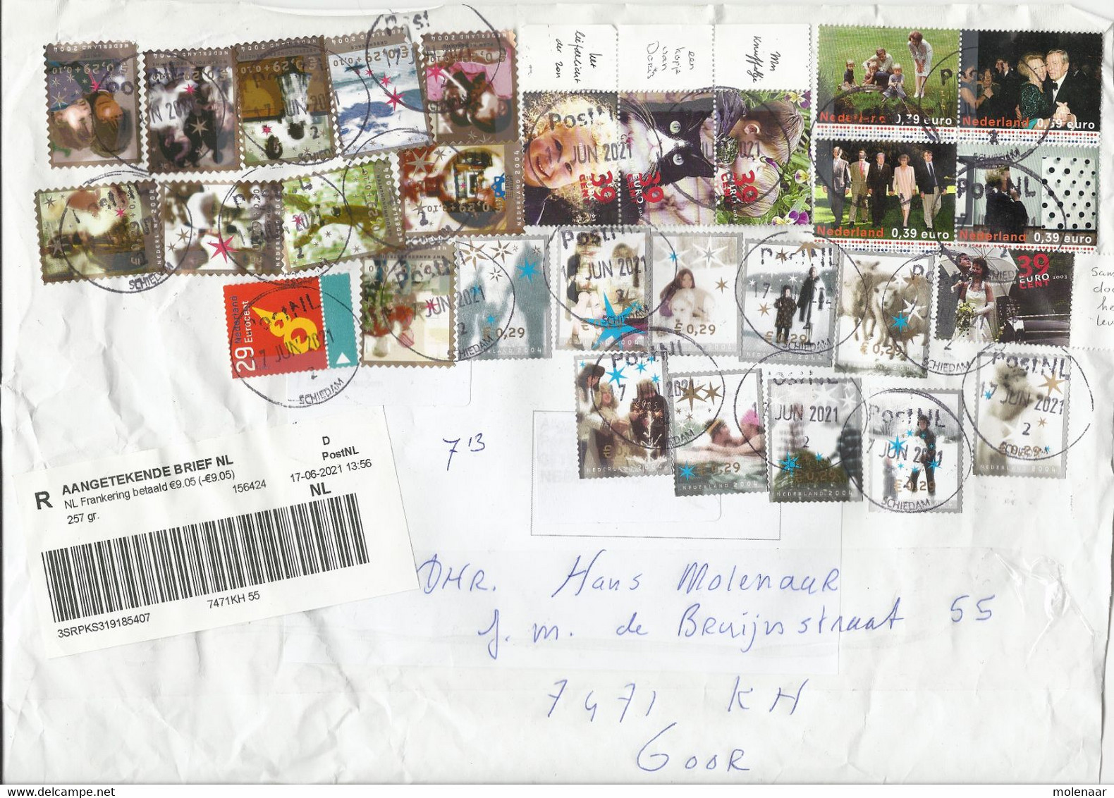 Nederland Briefstuk Van Grote Brief Aangetekend Met 29 Zegels (2340) - Storia Postale