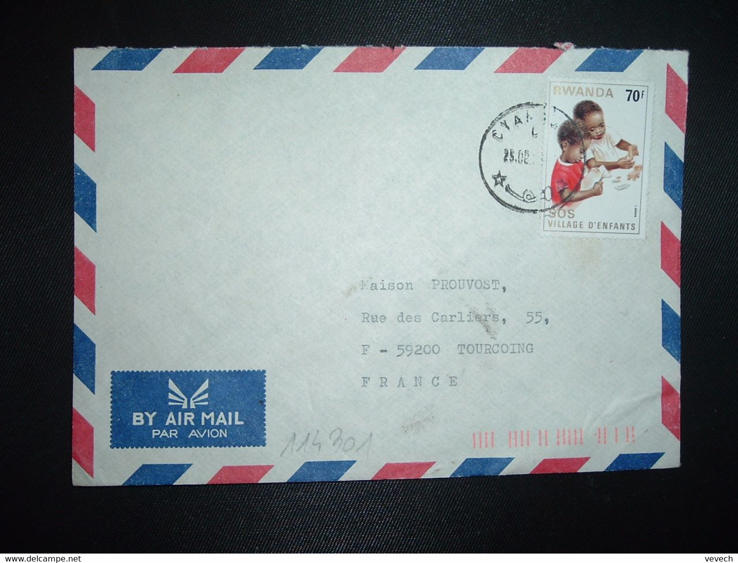 LETTRE Par Avion Pour FRANCE TP VILLAGE D'ENFANTS 70F OBL.25 08 86 CYANGUGU - Used Stamps