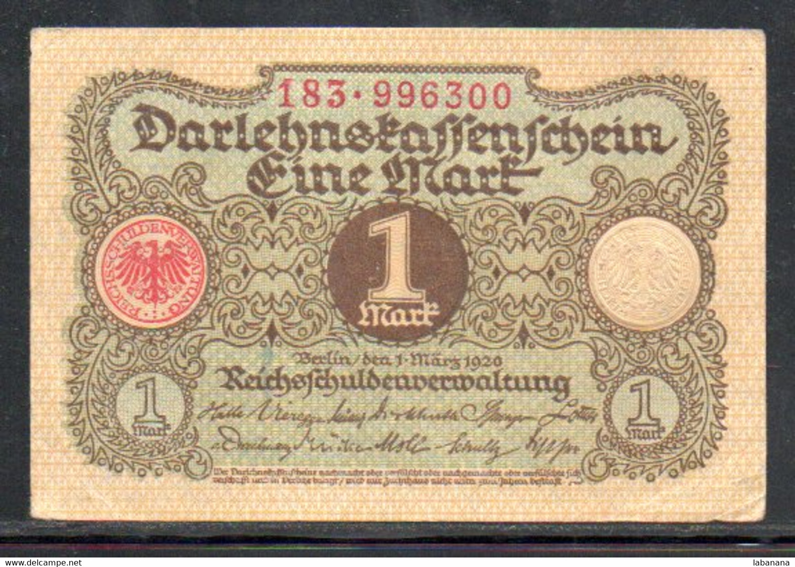 376-Allemagne 1m 1920 183-896 - 1 Mark