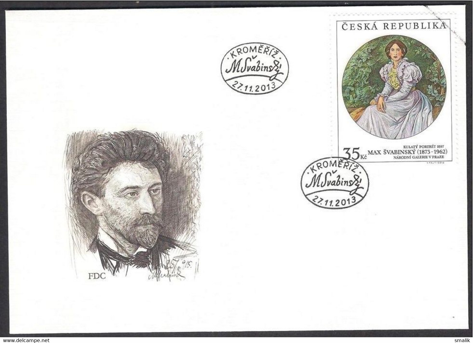 CZECH REPUBLIC 2013 FDC - Works Of Art, Round Portrait, First Day Cover - FDC