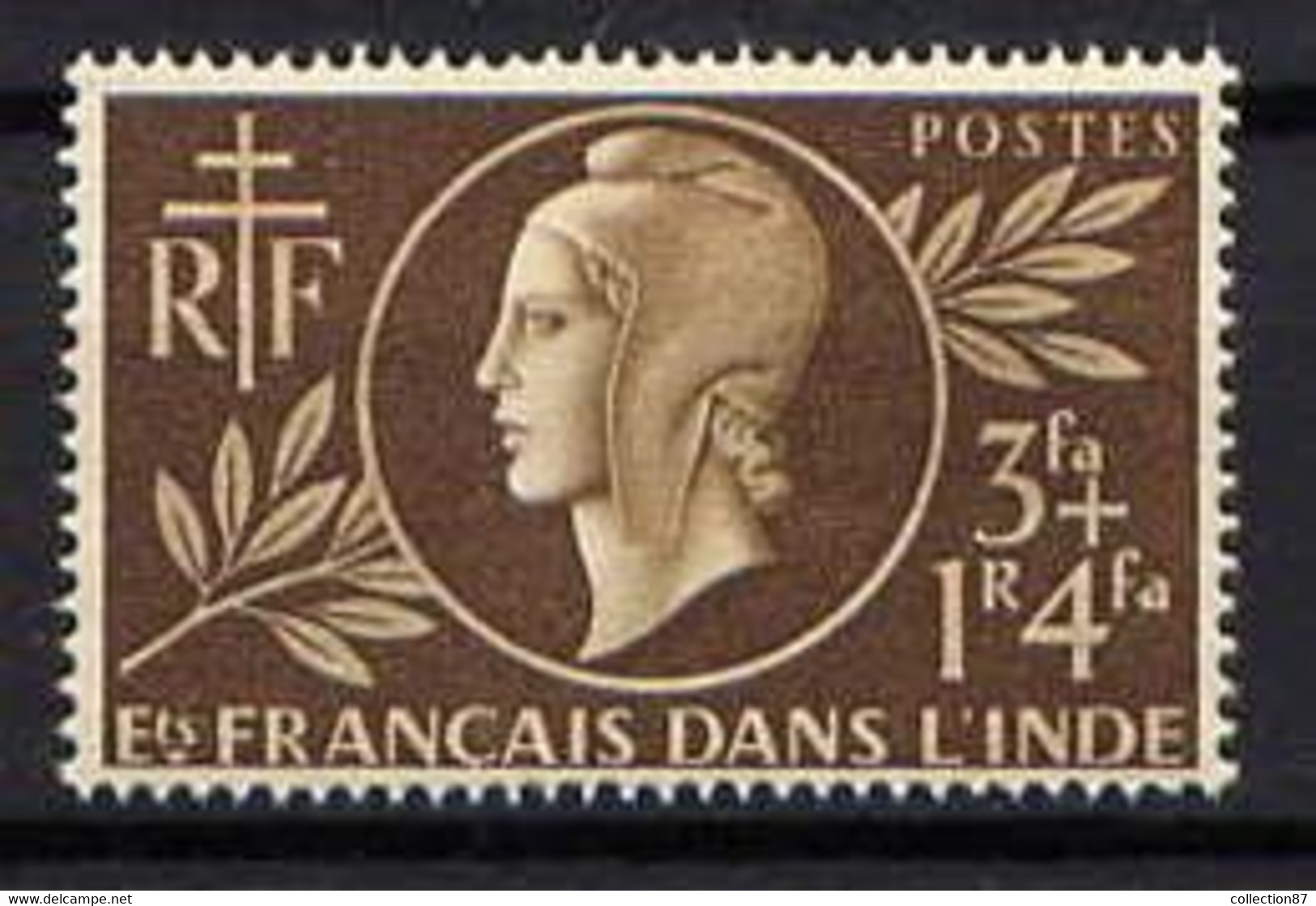 INDE  N° 233 * < ENTRAIDE FRANCAISE 1944 < SERIE De LONDRES - Marianne Dulac + Croix De Lorraine - 1944 Entraide Française