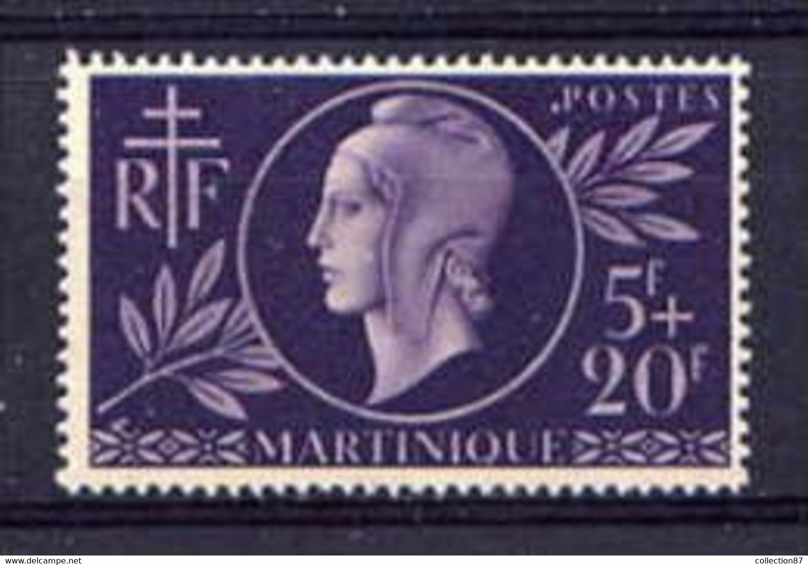 MARTINIQUE  N° 198 * < ENTRAIDE FRANCAISE 1944 < SERIE De LONDRES - Marianne Dulac + Croix De Lorraine - 1944 Entraide Française