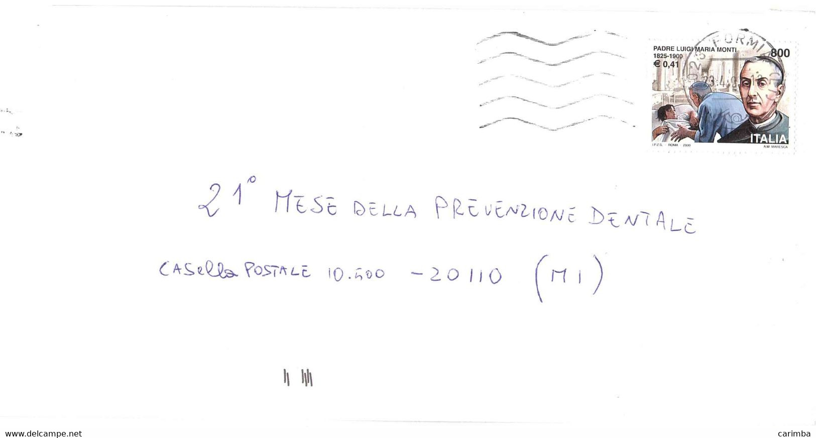 2000 £800 €0,41 PADRE LUIGI MARIA MONTI - 1991-00: Storia Postale