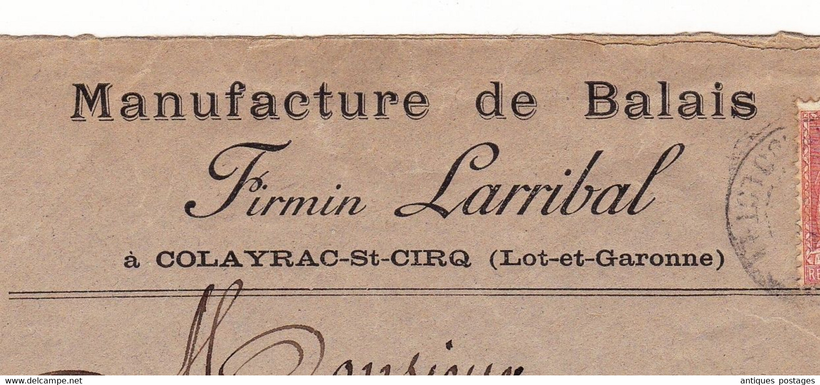 Lettre 1903 Mouchon Colayrac Saint Cirq Lot Et Garonne Pour Bordeaux Gironde Firmin Larribal Manufacture Balai - 1900-02 Mouchon