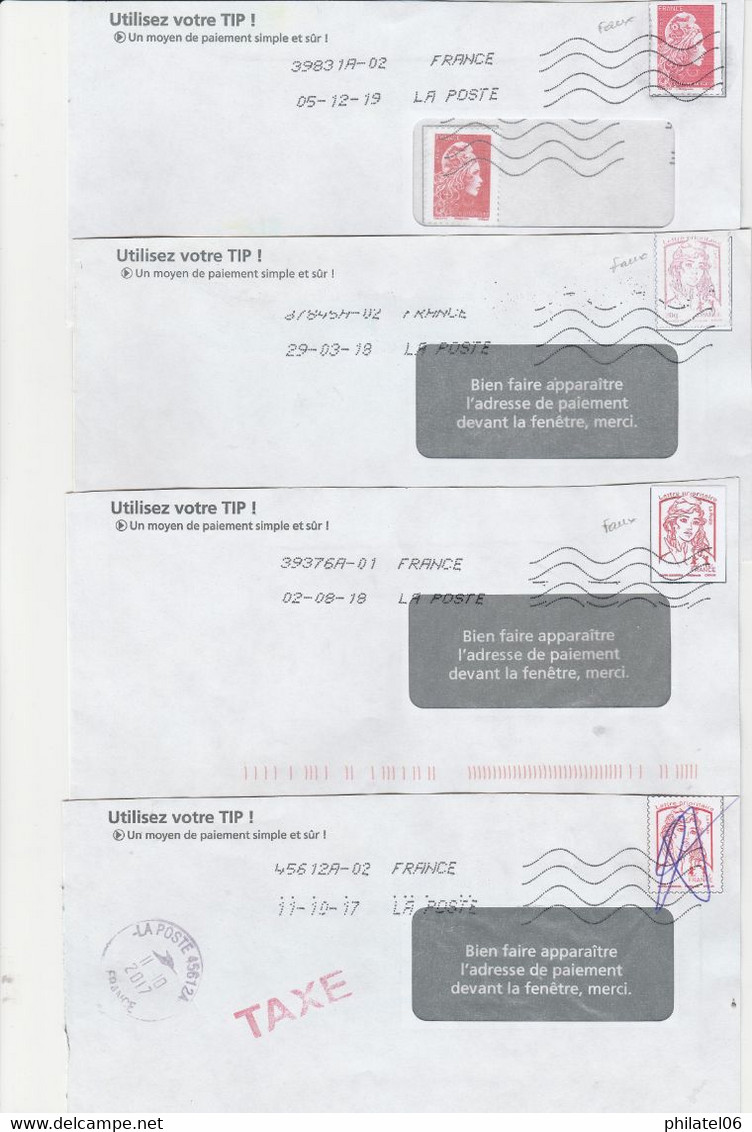 FRANCE 9 LETTRES DESTINEES A L'EDF AVEC DE FAUX TIMBRES (LETTRES TROUVEES DANS ARCHIVE DE MILLIERS DE LETTRES) - Storia Postale