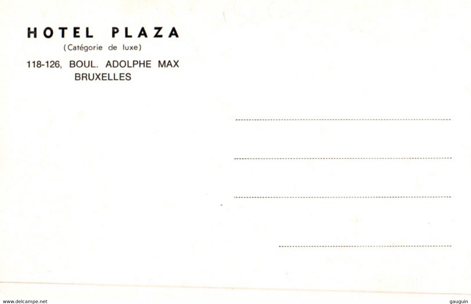 CPA - BRUXELLES - Hôtel "PLAZA" Boulevard Adolphe Max ... - Cafés, Hôtels, Restaurants