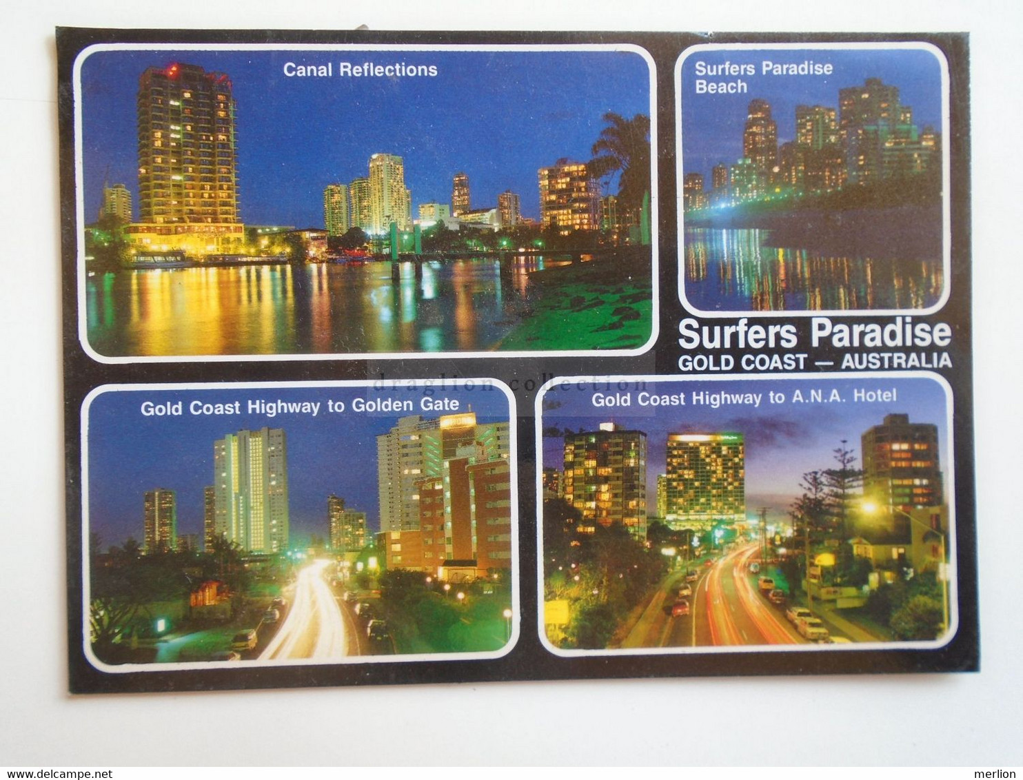 D181150 Australia Surfers Paradise Gold Coast - QLD -  Ca 1980  Night Multiview Postcard - Gold Coast