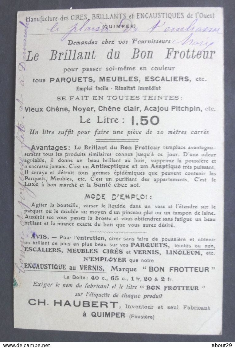 CPA 29 QUIMPER - L'Evéché Vu De La Préfecture - Carte Publicitaire "le Brillant Du Bon Frotteur" - Voir Verso Réf. V 111 - Quimper