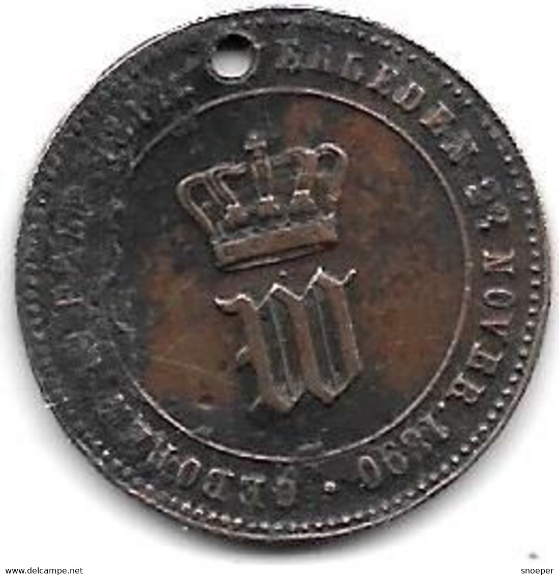 *token Willem III 1817-1890 - Monarchia/ Nobiltà