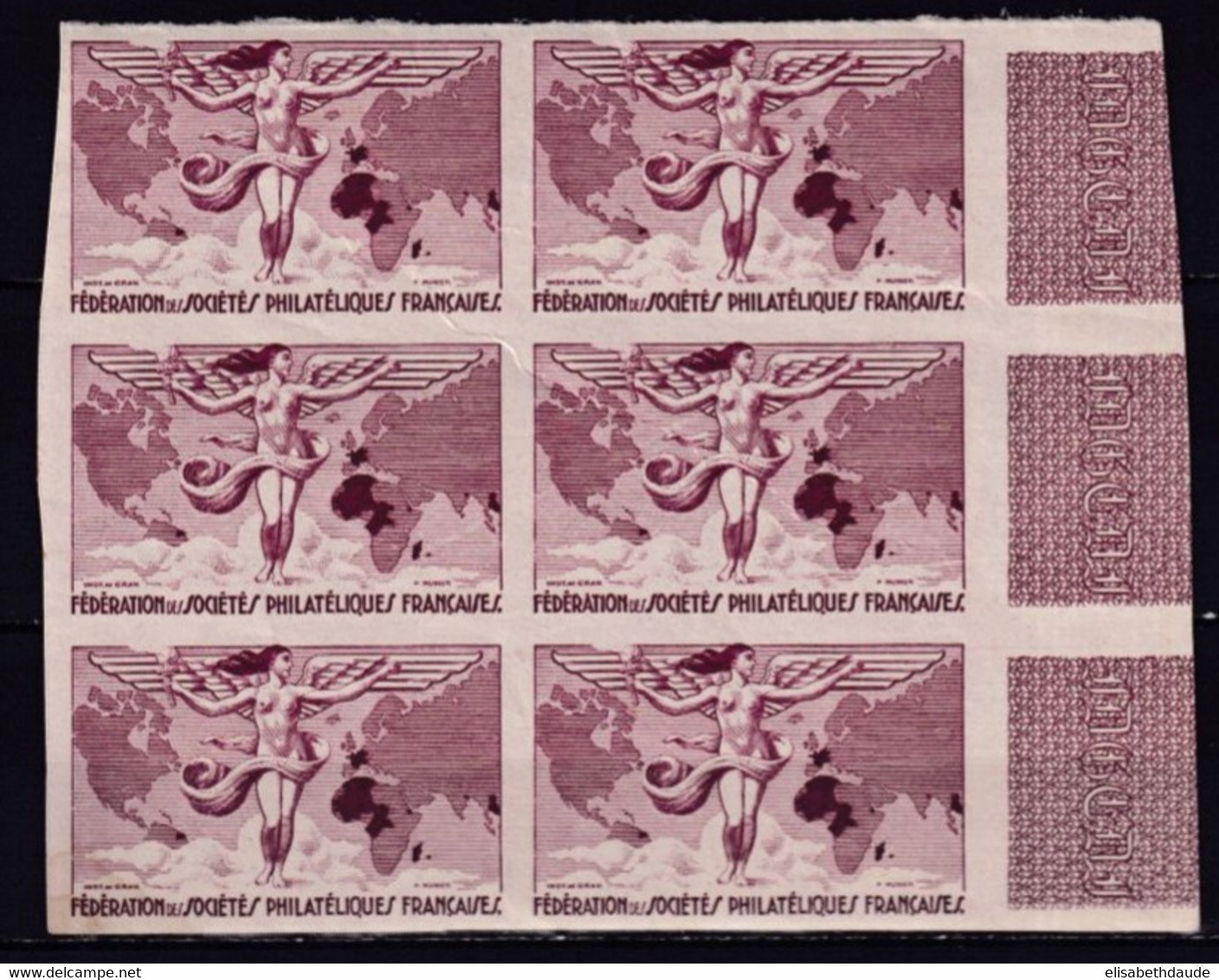 BLOC De 6 VIGNETTES FEDERATION SOCIETES PHILATELIQUES NON DENTELES ** MNH - RARE ! - Esposizioni Filateliche