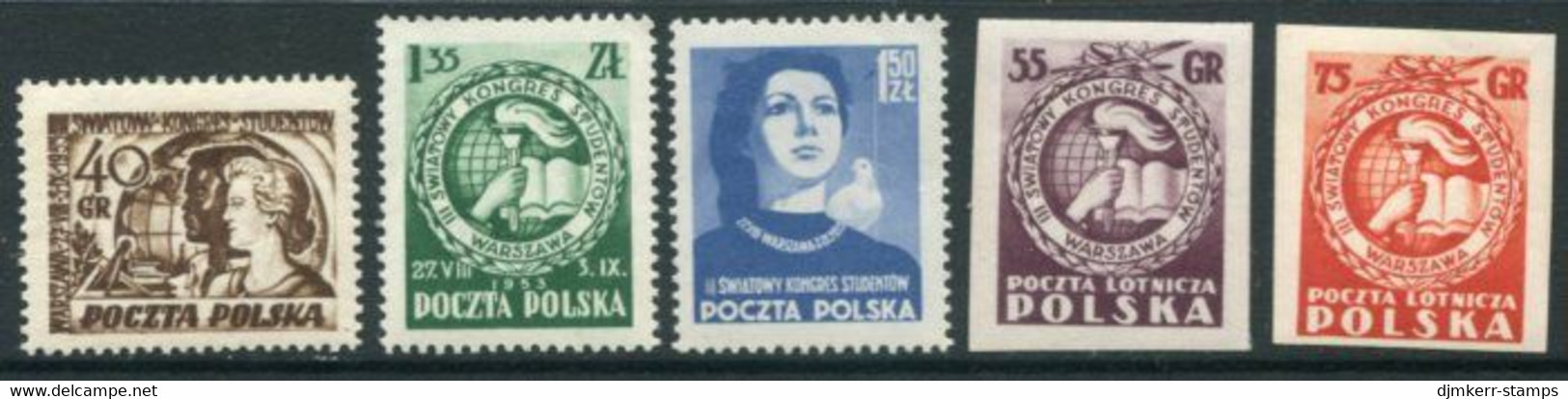 POLAND 1953 World Student Congress MNH / **.  Michel 811-15 - Unused Stamps
