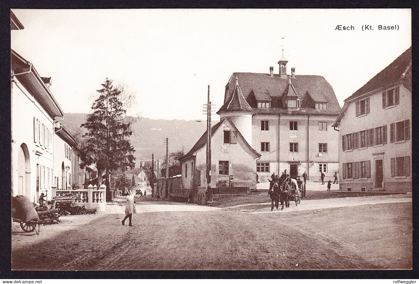 Um 1915 Ungelaufene AK Aus Aesch BL Mit Pferdewagen - Aesch