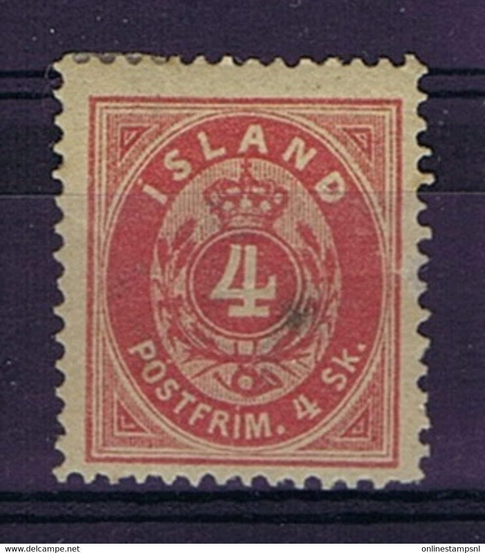 Iceland: 1873 Mi Nr 3A MH/*, Mit Falz, Avec Charnière  14*13,5 Perfo Fold/spot - Unused Stamps