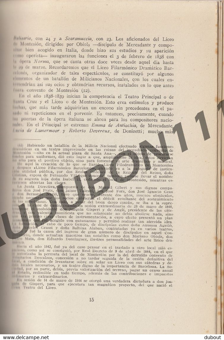 Espagne: Barcelona La Opera En Los Teatros - J. Subira 1946 Tomo 1 + 2 (U55-56) - Kunst, Vrije Tijd