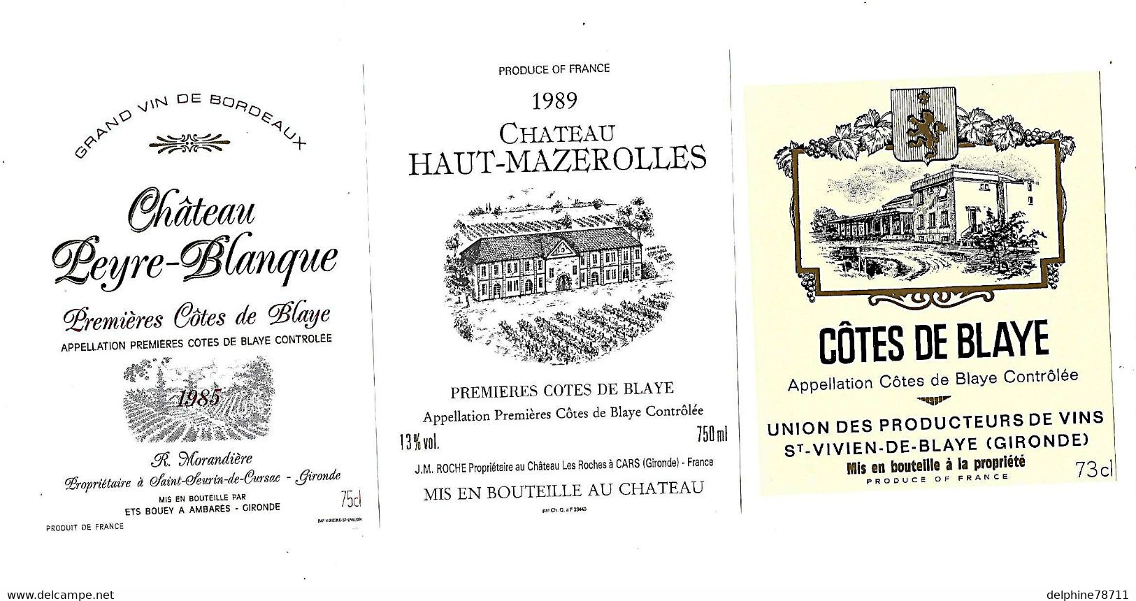 Lot De 12 étiquettes De   Premières  Côtes De Blaye   Neuves - Bordeaux