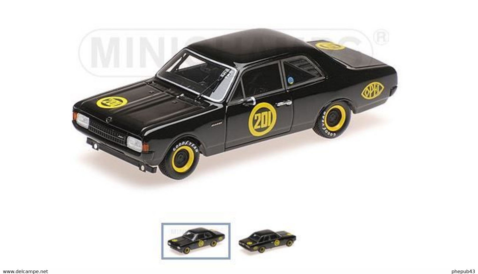 Opel Rekord 1900 - Schwaze Witwe – Magnus - 2. AVD Zolder 1968 #201 - Minichamps - Minichamps