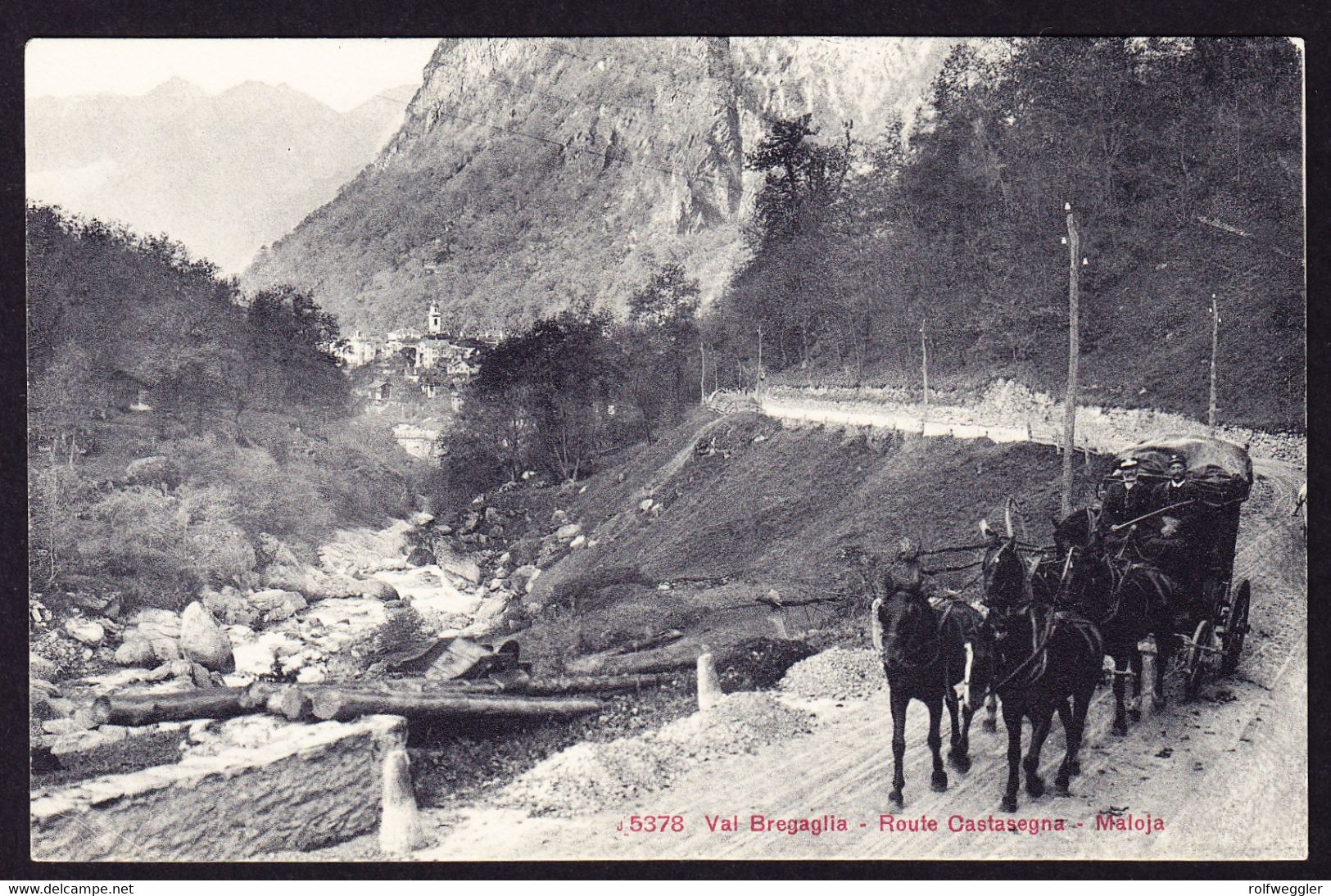 Um 1920 Ungelaufene AK Postkutsche Im Val Bregaglia. Route Castasegna-Maloja - Bregaglia