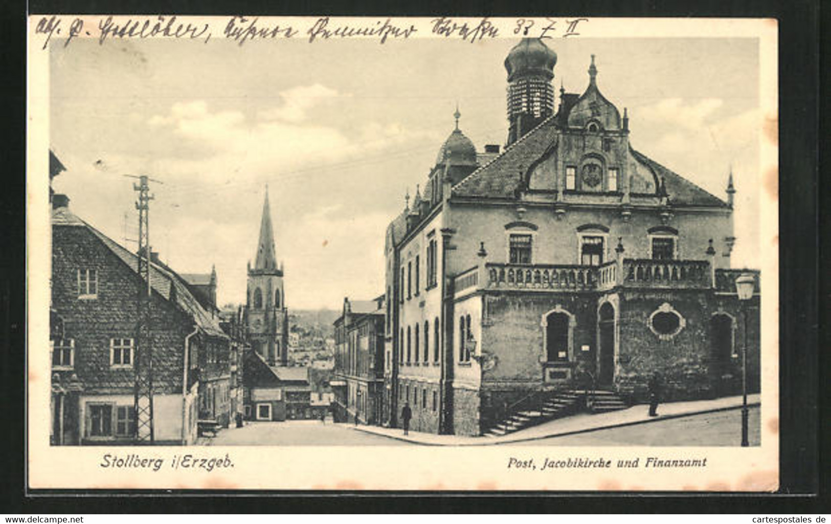 AK Stollberg /Erzgeb., Post, Jacobikirche Und Finanzamt - Stollberg (Erzgeb.)