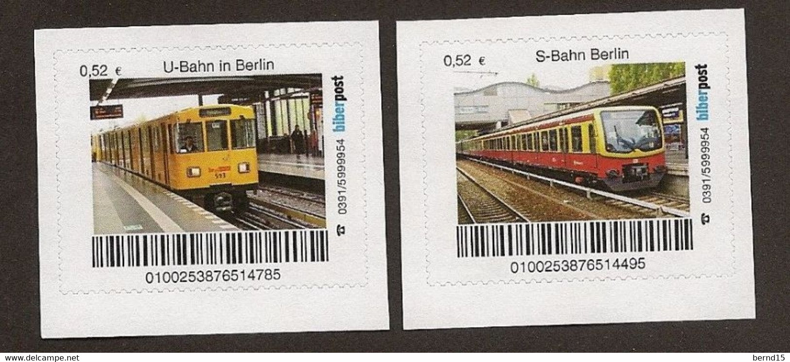M04] BRD - Privatpost - Biberpost - 2 W Tram Eisenbahn Train - S-Bahn / U-Bahn Berlin - Privé- & Lokale Post