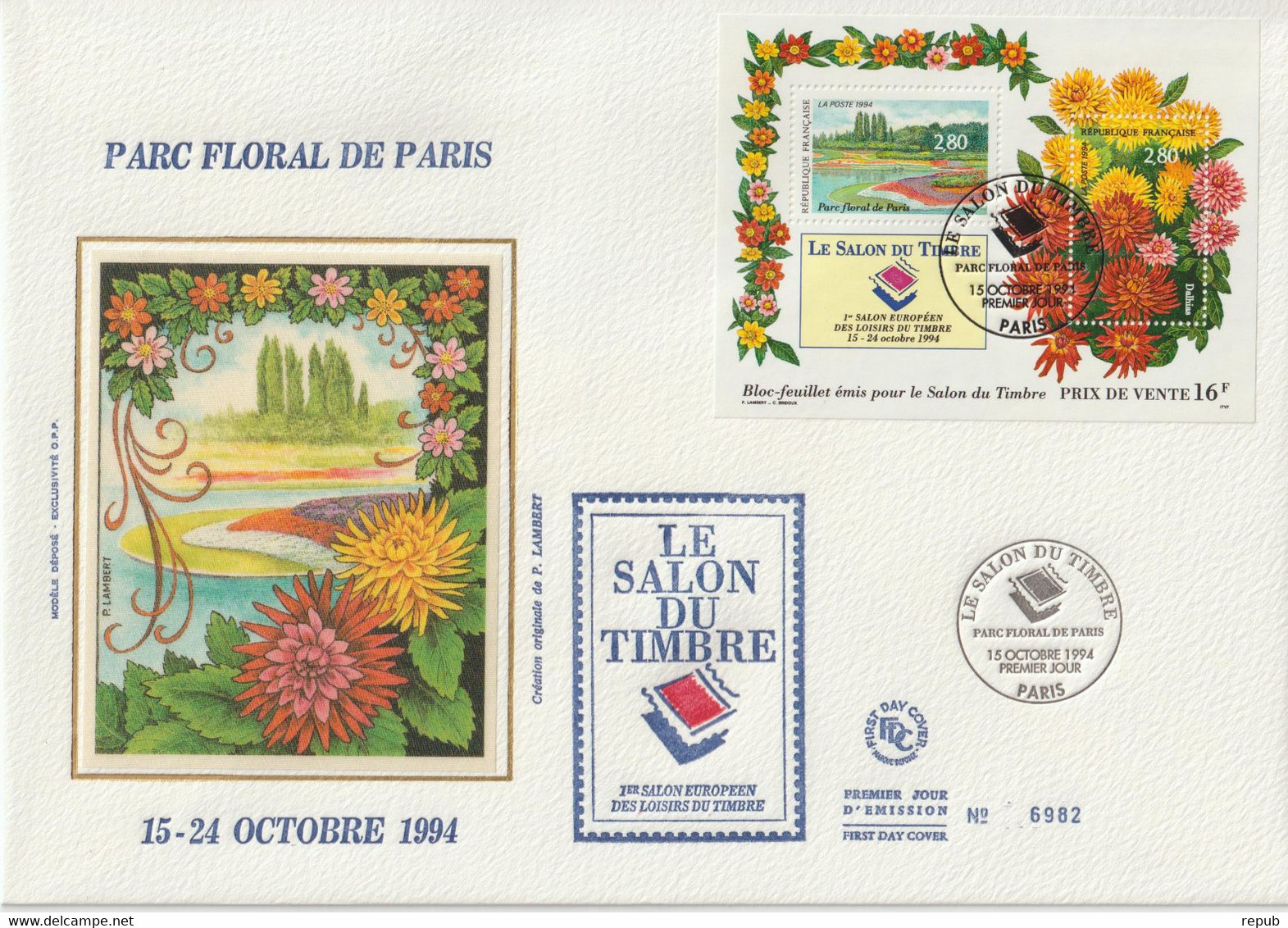 France FDC Grand Format 1994 Parc Floral BF 16 - 1990-1999