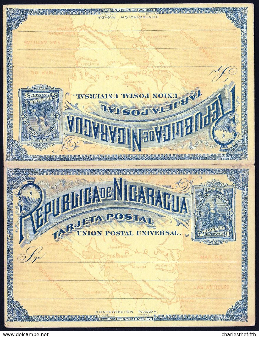 NICARAGUA - Double Yellow 3 Centavos Stationery Card - TARJETA POSTAL MINT ! - Nicaragua