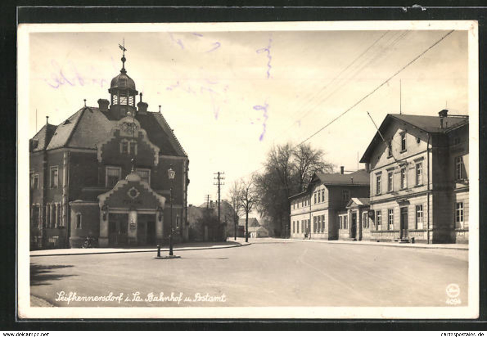 AK Seifhennersdorf I. Sa., Bahnhof Und Postamt - Seifhennersdorf