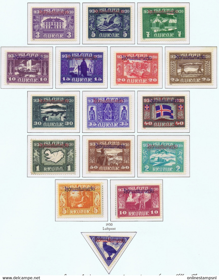 Iceland: Dienst / Service Mi Nr 44 - 59 MH/*, Mit Falz, Avec Charnière 30 A Has A Thin - Oficiales