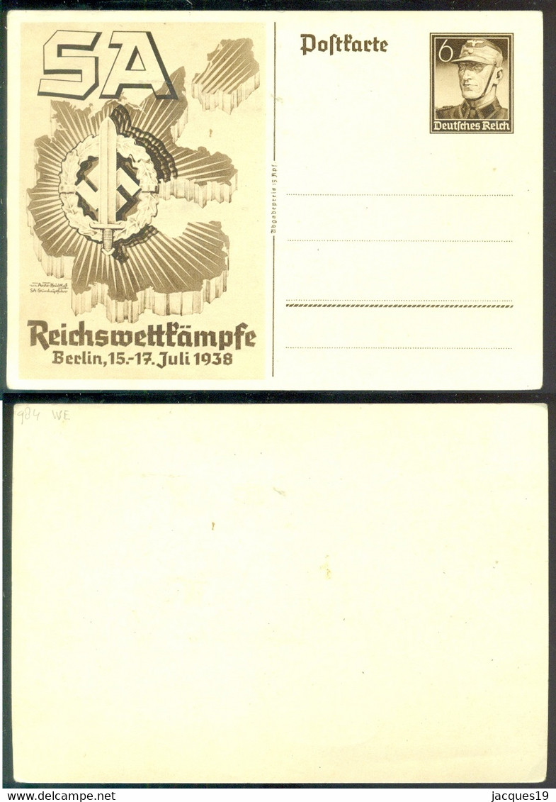 Deutsches Reich 1938 Ganzsache Postkarte P271 Reichtswettkämpfe Nicht Gelaufen - Andere & Zonder Classificatie