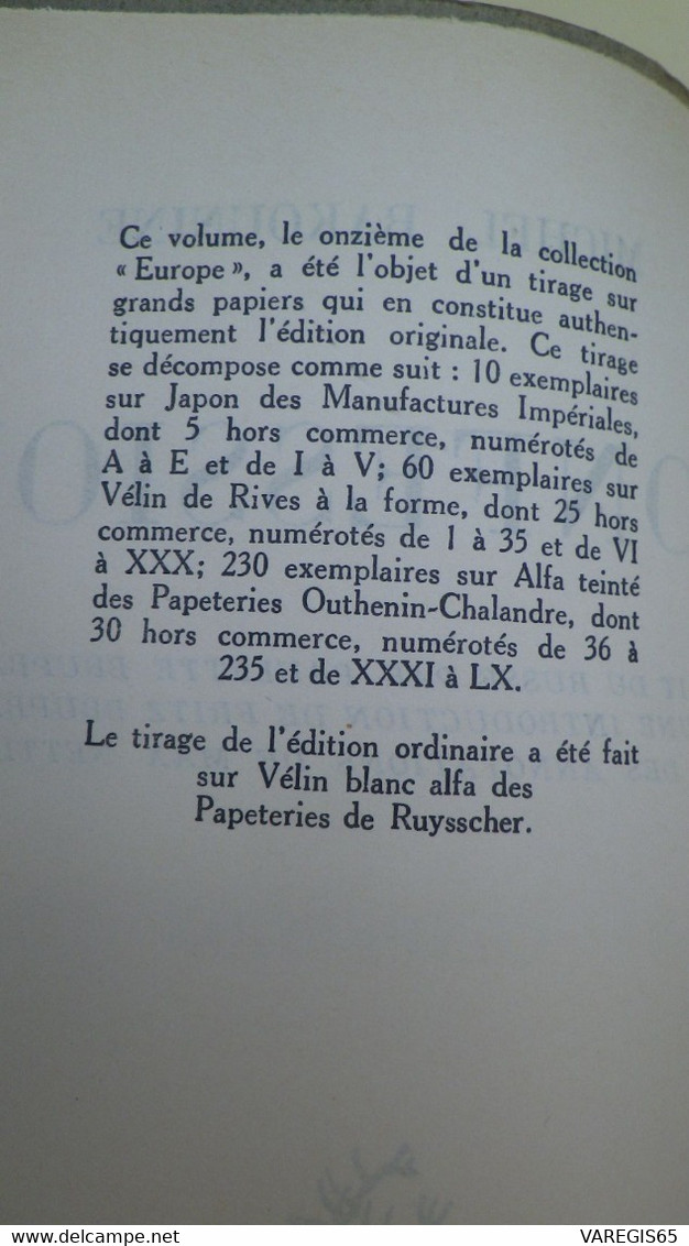 CONFESSION ( 1857 ) - MICHEL BAKOUNINE - TRADUCTION DE P. BRUPBACHER - 6e EDIT.1931- EDITIONS RIEDER PARIS - VELIN ALFA - Politiek