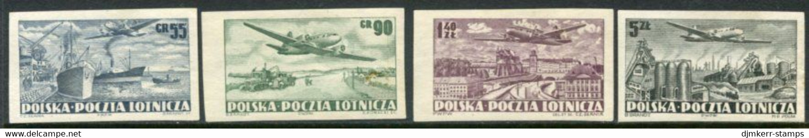 POLAND 1952 Aircraft Imperforate MNH / **. Michel 728-31B - Unused Stamps